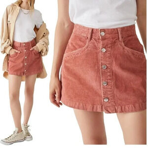 NWT Free People Ray Cotton Corduroy Skirt. Sz 0, color Myrrh.
